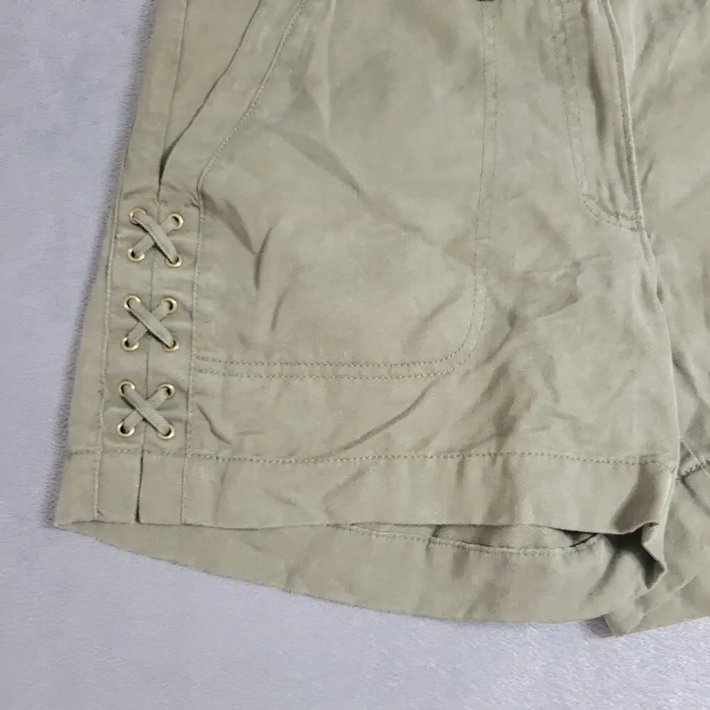 WHITE HOUSE BLACK MARKET SHORTS Women 8 GREEN LYOCELL POCKET CASUAL WEAR WHBM 5